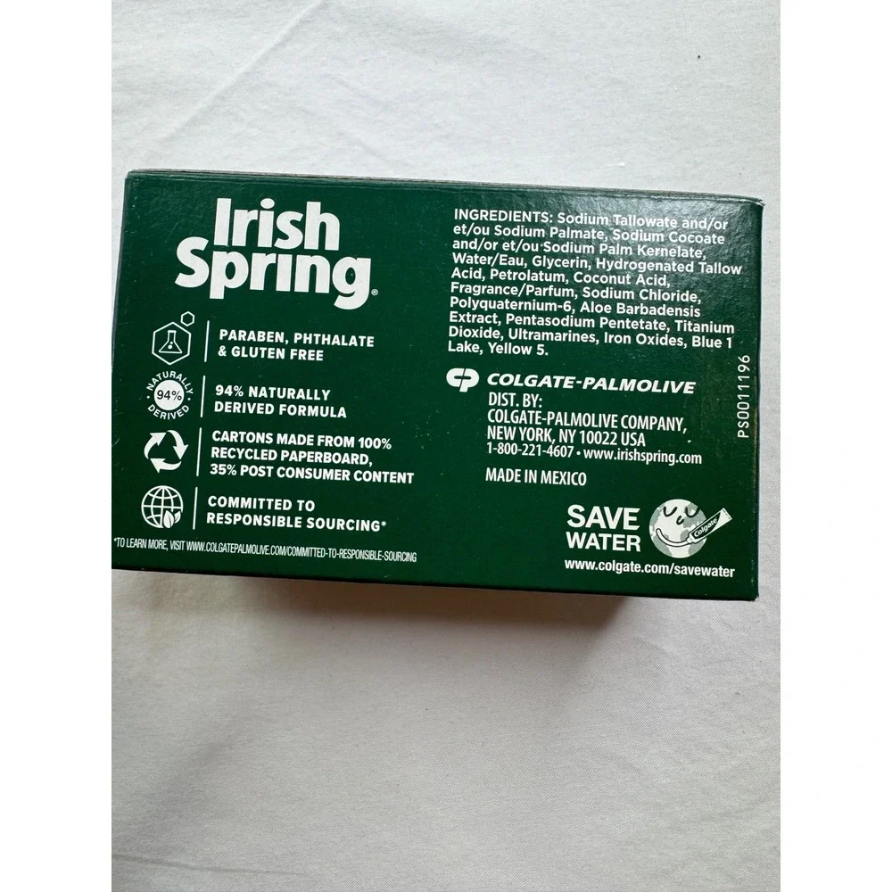 Irish Spring Aloe Bar Soap 3.7 oz Discontinued Packaging 94% Naturally Derived